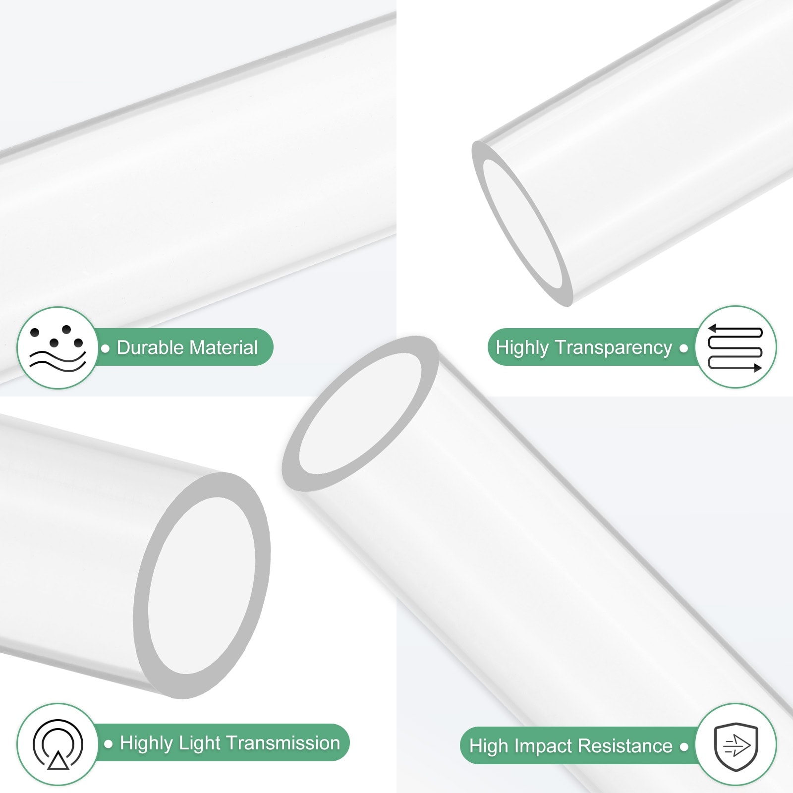 Clear Rigid Acrylic Pipe, Plastic Round Tube for Water Cooling System/Lamps/Fountains/Display Stand