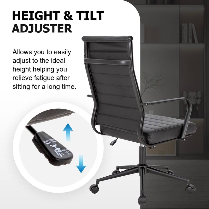 Ergonomic Office Chair Full-Grain Leather with Lumbar Support