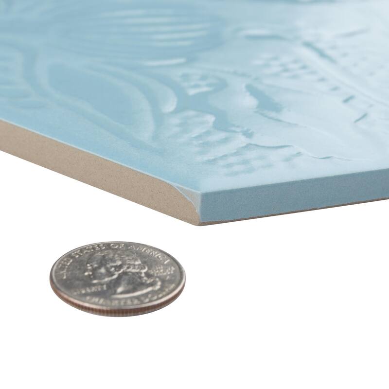 Merola Tile Gaudi Lux Hex Aqua 8-5/8" x 9-7/8" Porcelain Floor and Wall Tile