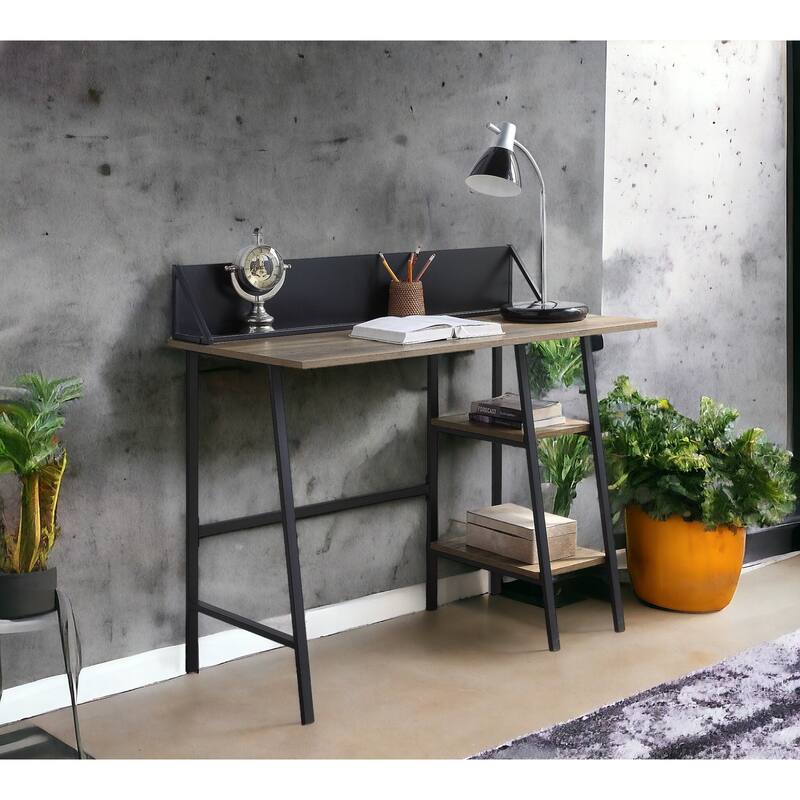 Versatile Rustic Writing Desk with Extra Storage and Modern Appeal