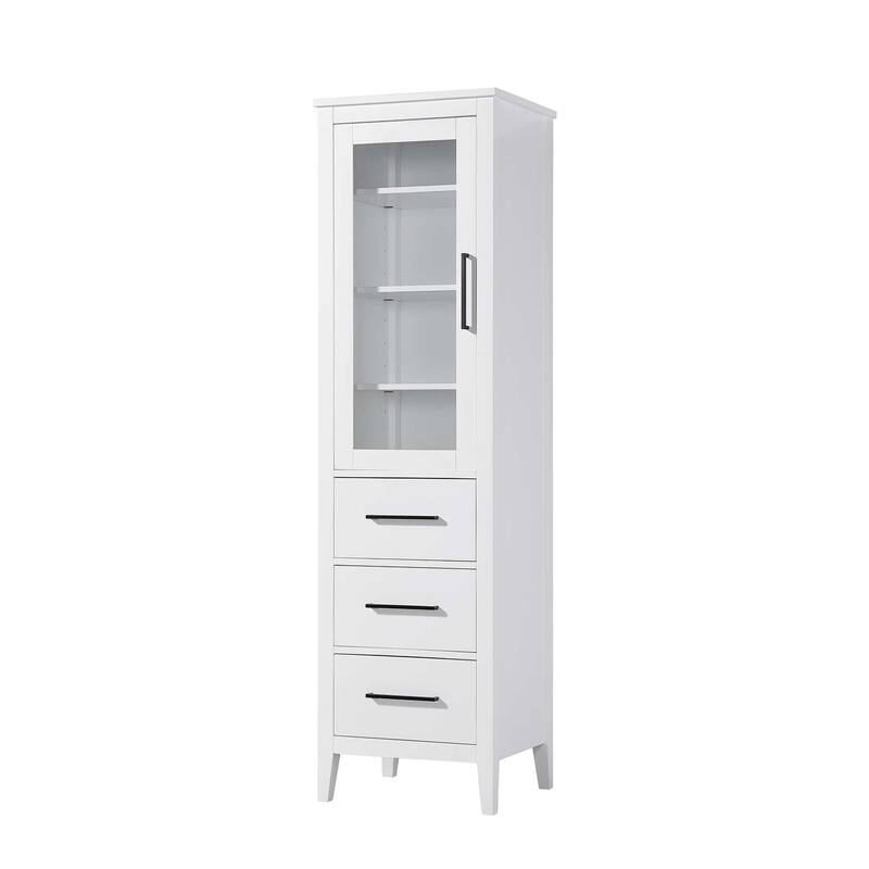 Laura 16-28 Inch Bath Storage Glass Cabinet
