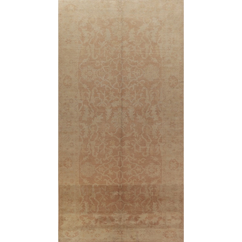 Hand Knotted Oriental 100% Wool Carpet Transitional All-Over Oranges & Rust Oushak Area Rug - 15' 7'' X 6' 8''