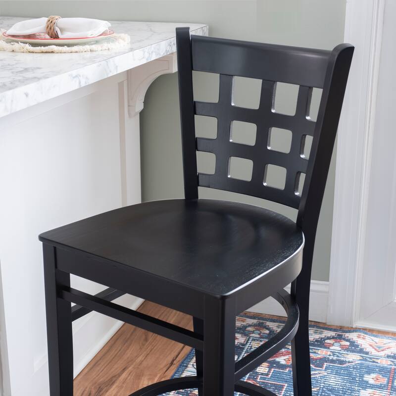 Linon Levan Counter Stool Black Wood Seat Set Of 2