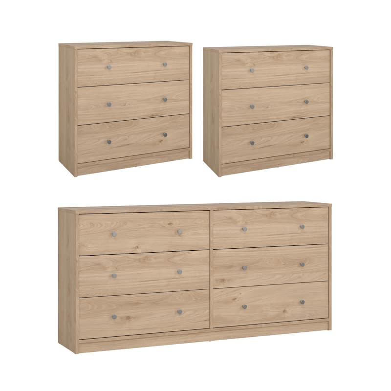 Porch & Den Zoe 3-Piece Bedroom Set - 6 Drawer Double Dresser And Chest Set Of 2