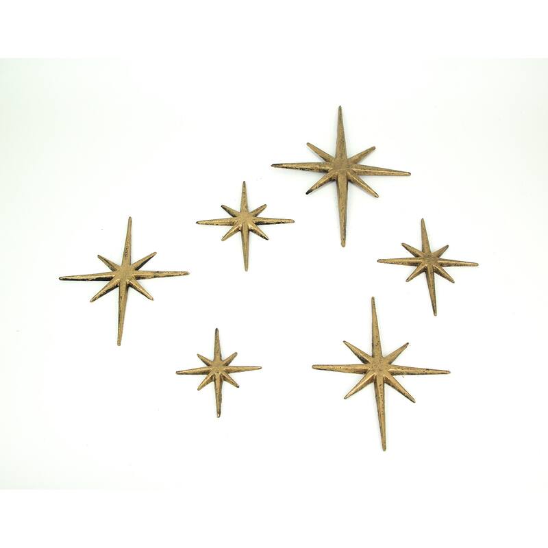 Set Of 6 Cast Iron Starburst Wall Hangings Mid Century Modern 8