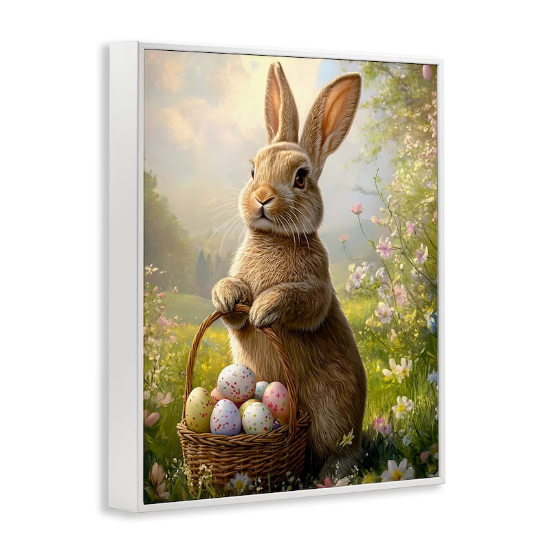 Stupell Bunny with Easter Basket Framed Giclee Art Design By Franklyn Gregory