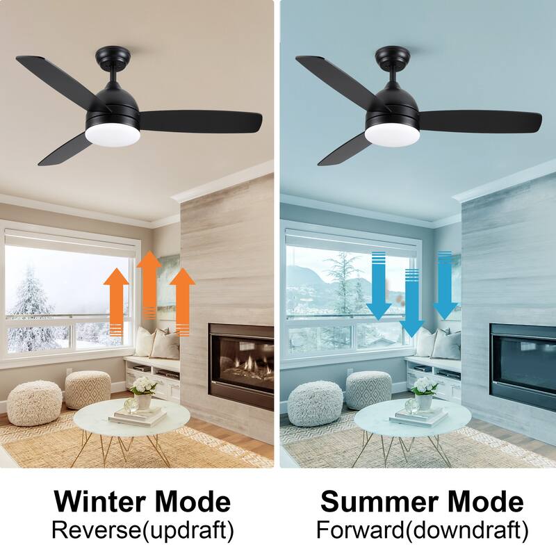 YUHAO 28 in. Integrated LED Indoor Matte White Ceiling Fans with Light Kit and Remote Control
