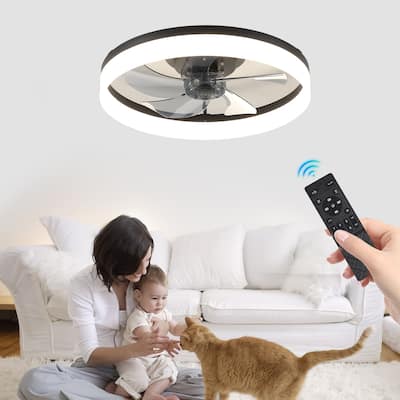 Smart Ceiling Fan with Light Dimmable LED Remote App Control - White+Black