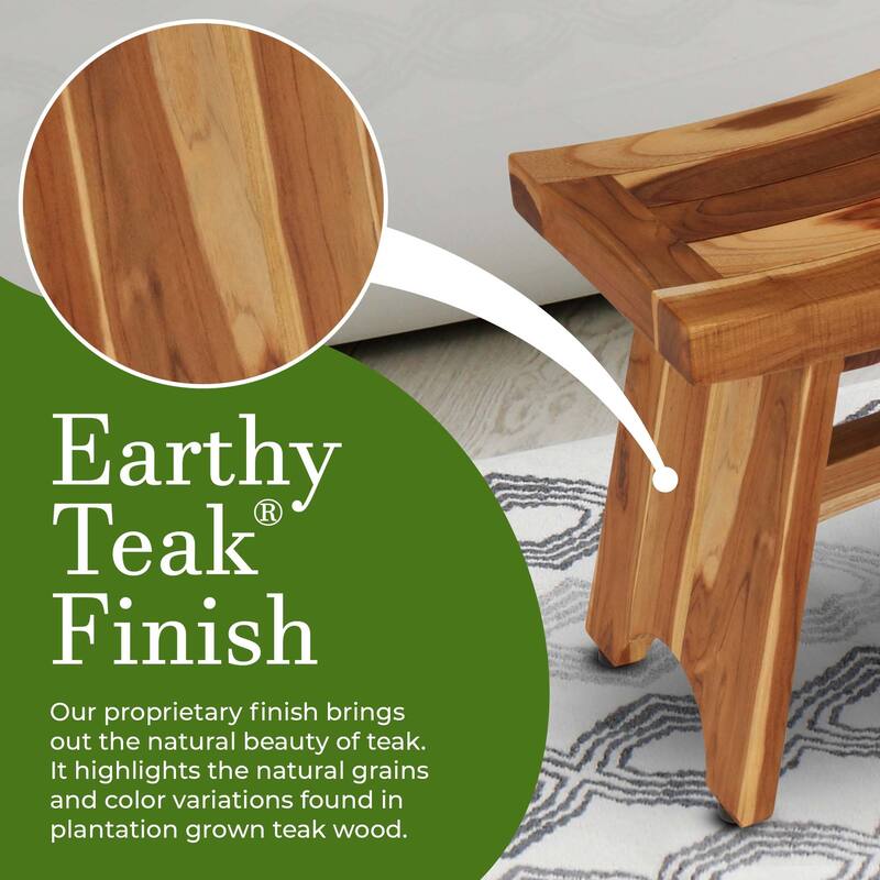EcoDecors Serenity EarthyTeak 18" Teak Wood Shower Bench