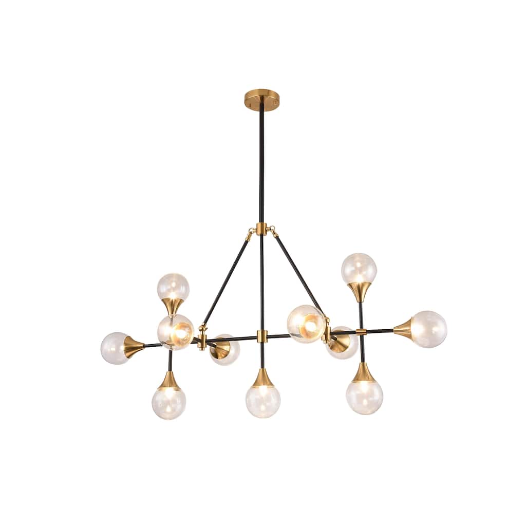 11 Light Black Metal Ceiling Fixture With Clear Glass Shades