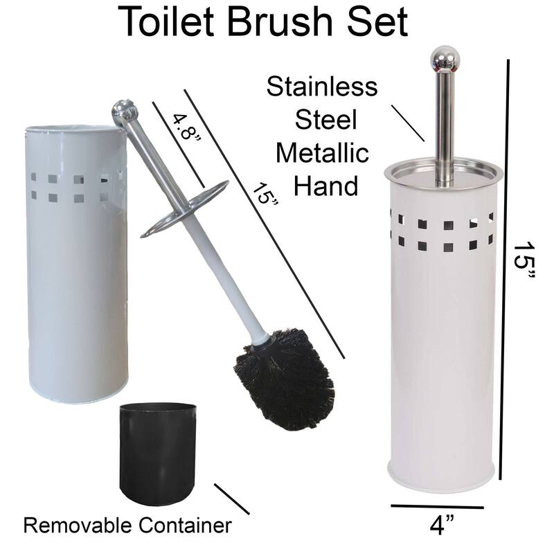 Freestanding Round Toilet Brush and Holder Set Metal