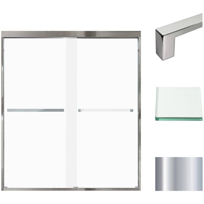 Transolid FBPT607008F-S 70" High x 59" Wide Bypass Frameless Shower - Polished Chrome