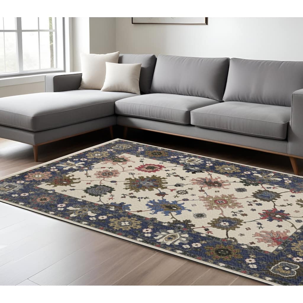 HomeRoots Floral Traditional Rectangle Area Rug - 155.12 in. x 118.11 in. x 0.28 in.
