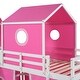 preview thumbnail 9 of 10, Twin Over Twin Castle Style Kids Low Bunk Bed with Tent, Slide, Curtains & Tower, Solid Wood Floor Bunk Bed Frame for Girls Boys