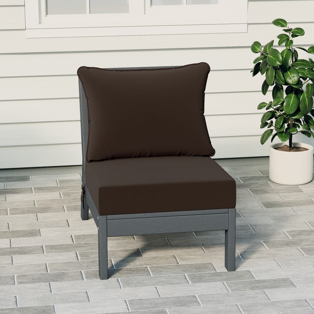 Birchwood All Weather HDPE Outdoor Patio Deep Seating Gray Armless Chair With Cushions (1-Piece)