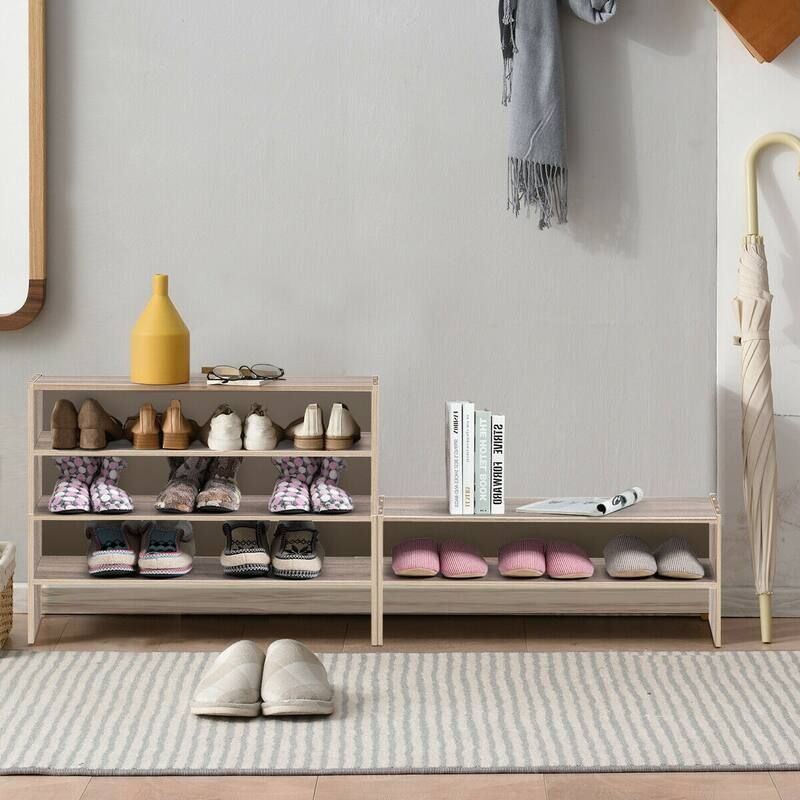 3-Piece Multipurpose MDF Stackable Storage Shoe Rack with 2-Tier Shelves for Hallway or Living Room - 31"x 12"x36" (L x W x H)