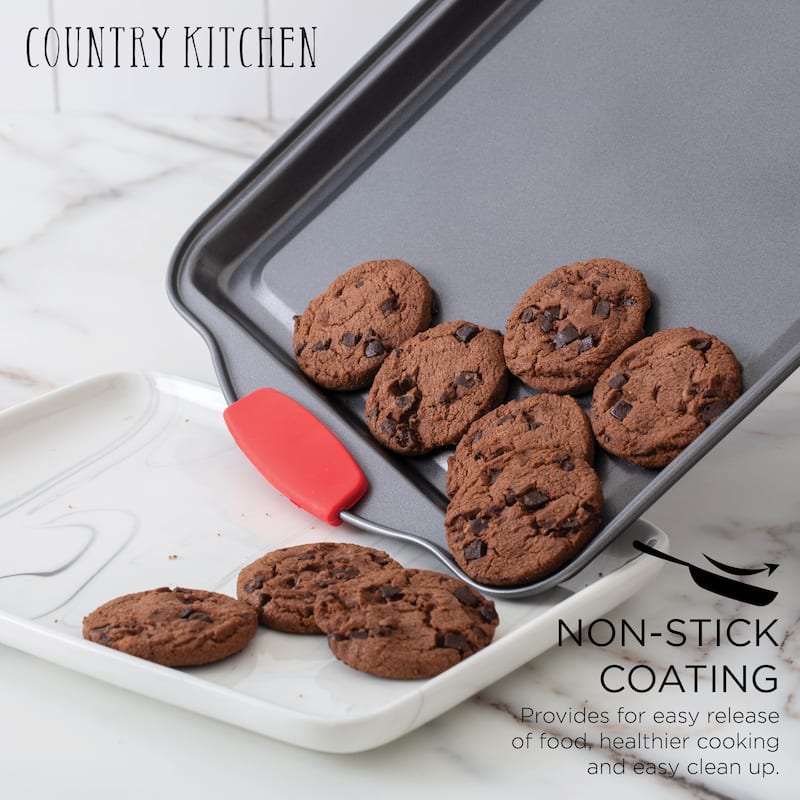 Country Kitchen Nonstick Stackable Bakeware Set - Durable, Easy Release Baking Set, Cream, 13 Pcs