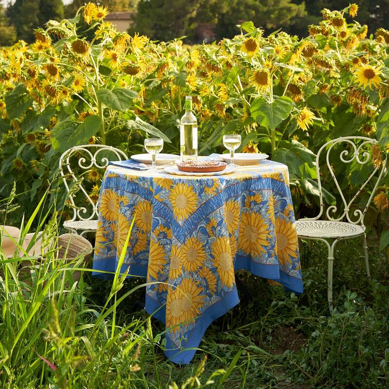 Couleur Nature Sunflower Tablecloth - Yellow/Blue