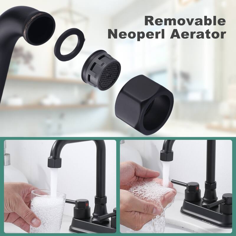 WOWOW 4 in. Centerset Double Handle High Arc Bathroom Faucet