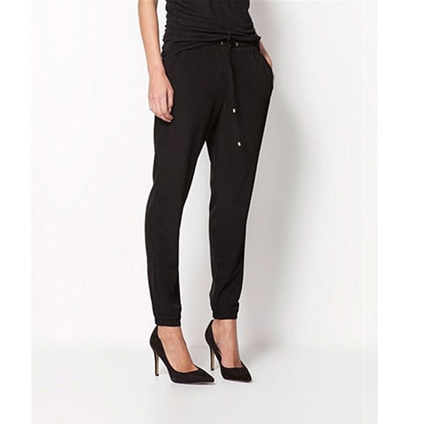 Women Fashion Casual Chffion Pants Solid Color Elastic Waist Full Length Trousers. Opens flyout.