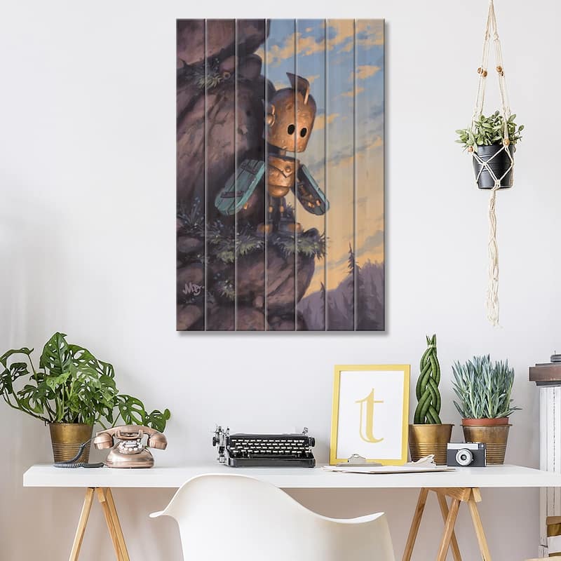 One Small Step Print On Wood by Matt Dixon - Multi-Color