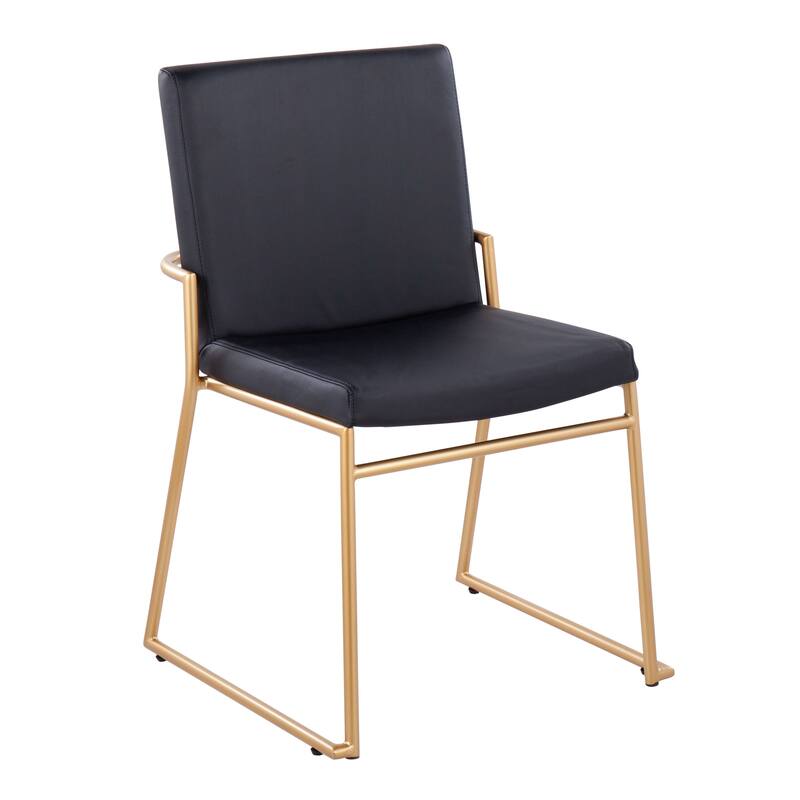 Silver Orchid Jayci Gold Metal Dining Chair (Set of 2) - Black Faux Leather/Gold Metal