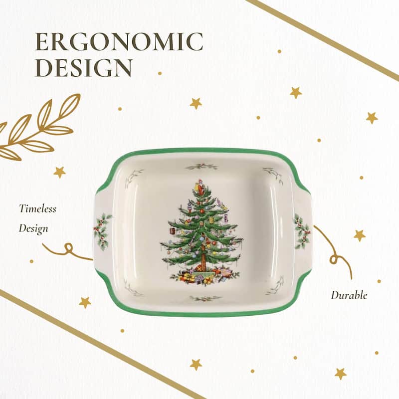 Spode Christmas Tree Rectangular Handled Dish