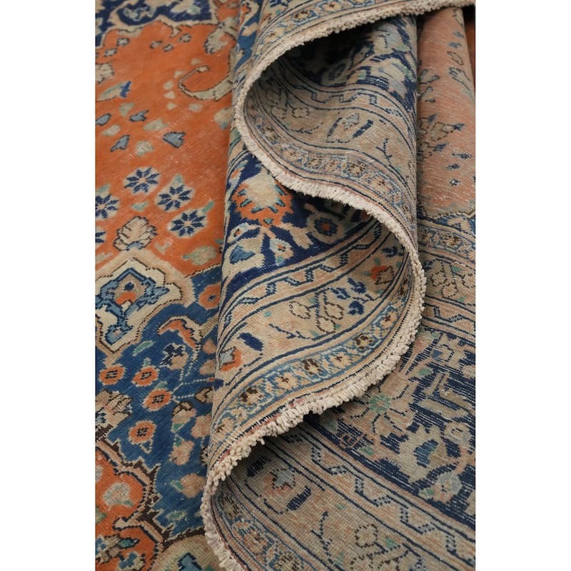 Hand Knotted Oriental 100% Wool Carpet Traditional Floral Oranges & Rust Mashad Area Rug - 12' 5'' X 9' 7''
