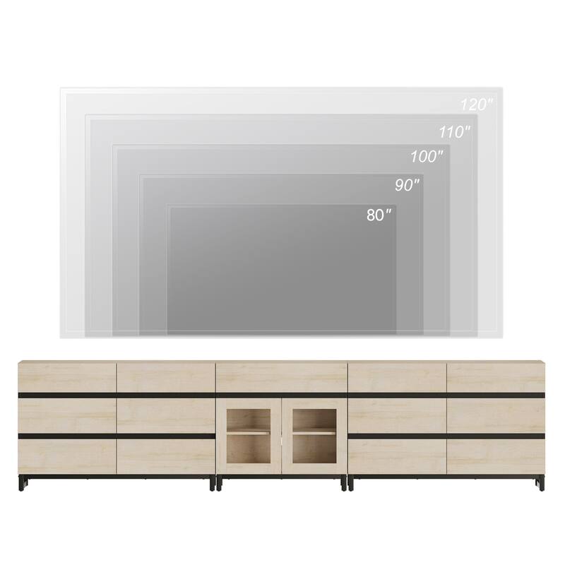 3 in 1 TV Stand for TVs up to 120 inches, TV Console with 12 Drawer, Entertainment Center for Living Room, Bedroom