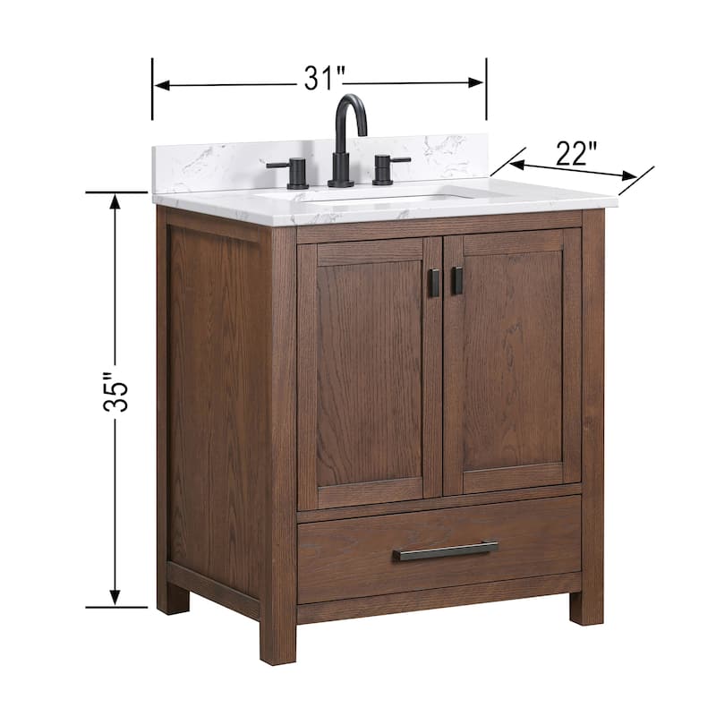 Avanity Modero 30 in. Single Sink Bathroom Vanity with Engineered Stone Top - 31"W x 22"D x 35"H