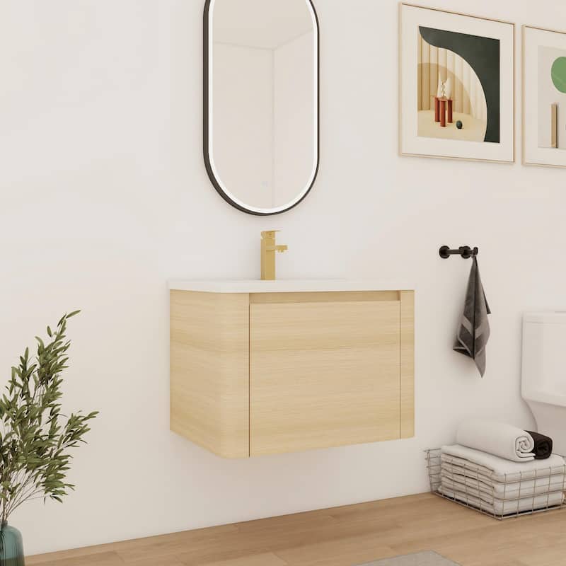 Bathroom Vanity With Sink In 24/28/36/40/60/68 Inch, Floating Bathroom Vanity With Soft Close Door