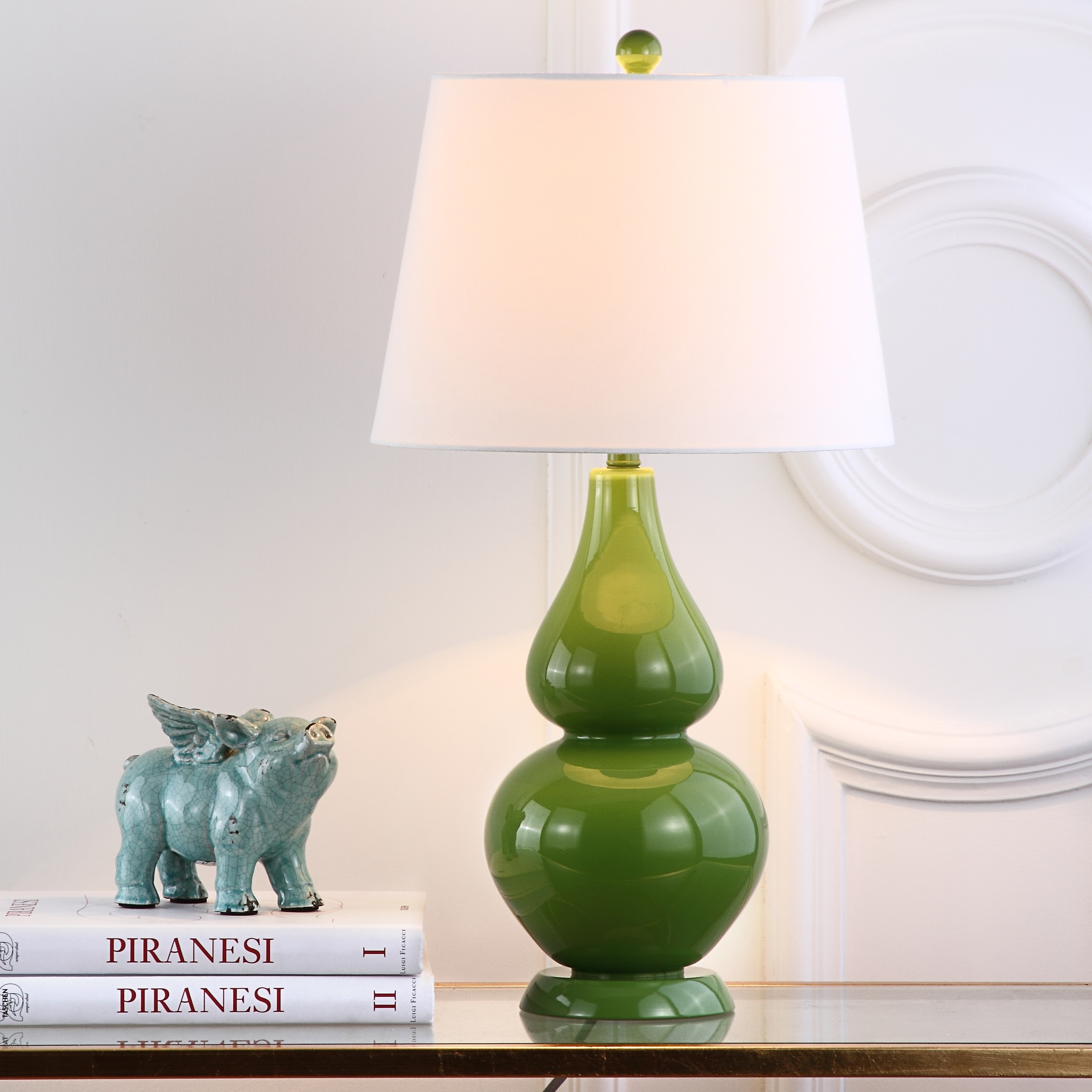 SAFAVIEH Lighting Demetria Glam Glass Table Lamp Set of 2, 26-Inch - 14Wx14Dx26H