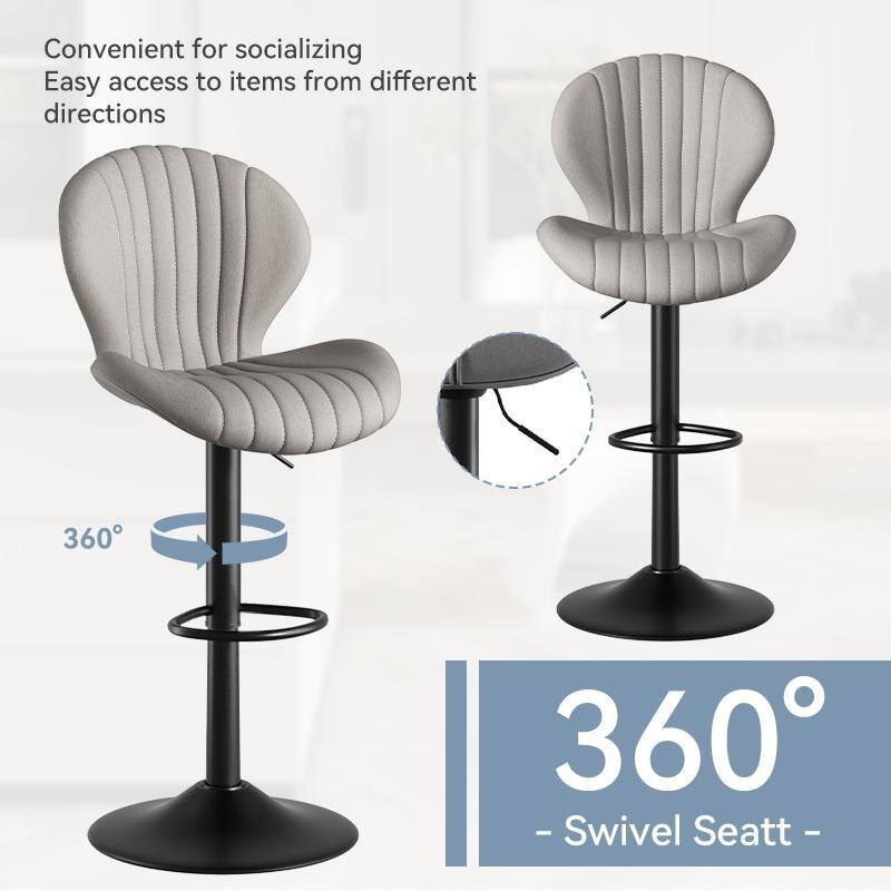 Bar Stools Set of 2 Modern Swivel Bar Chairs, Barstools Counter Height with High Backrest, Easy 3-5 Minute Assembly