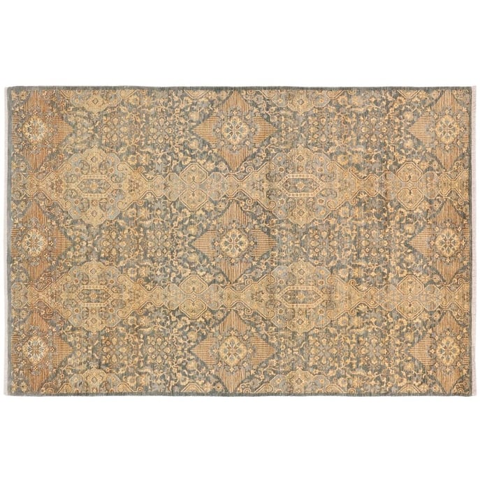 Shabby Chic Ziegler Brenden Gray Blue Hand-Knotted Wool Rug - 5'10'' x 9'1''