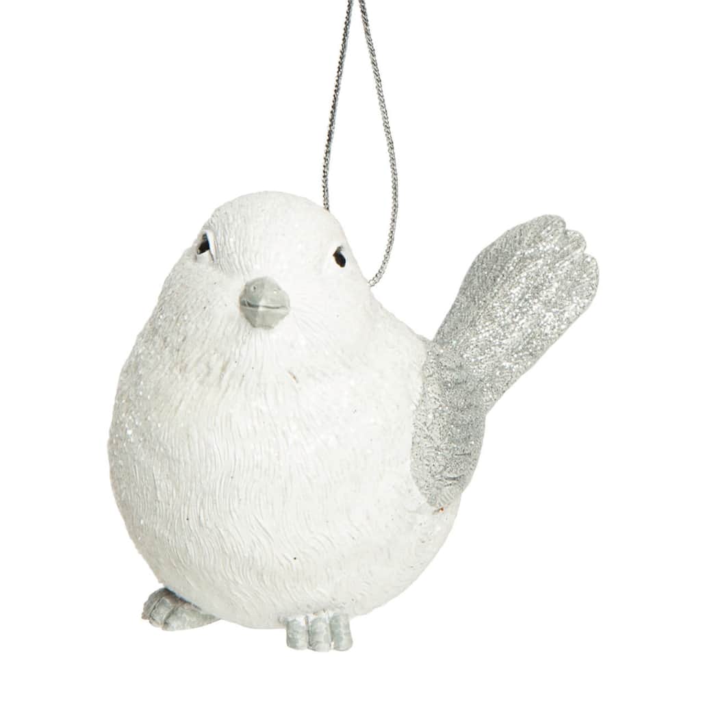 Transpac Resin 4 in. White Christmas Wing Bird Ornament
