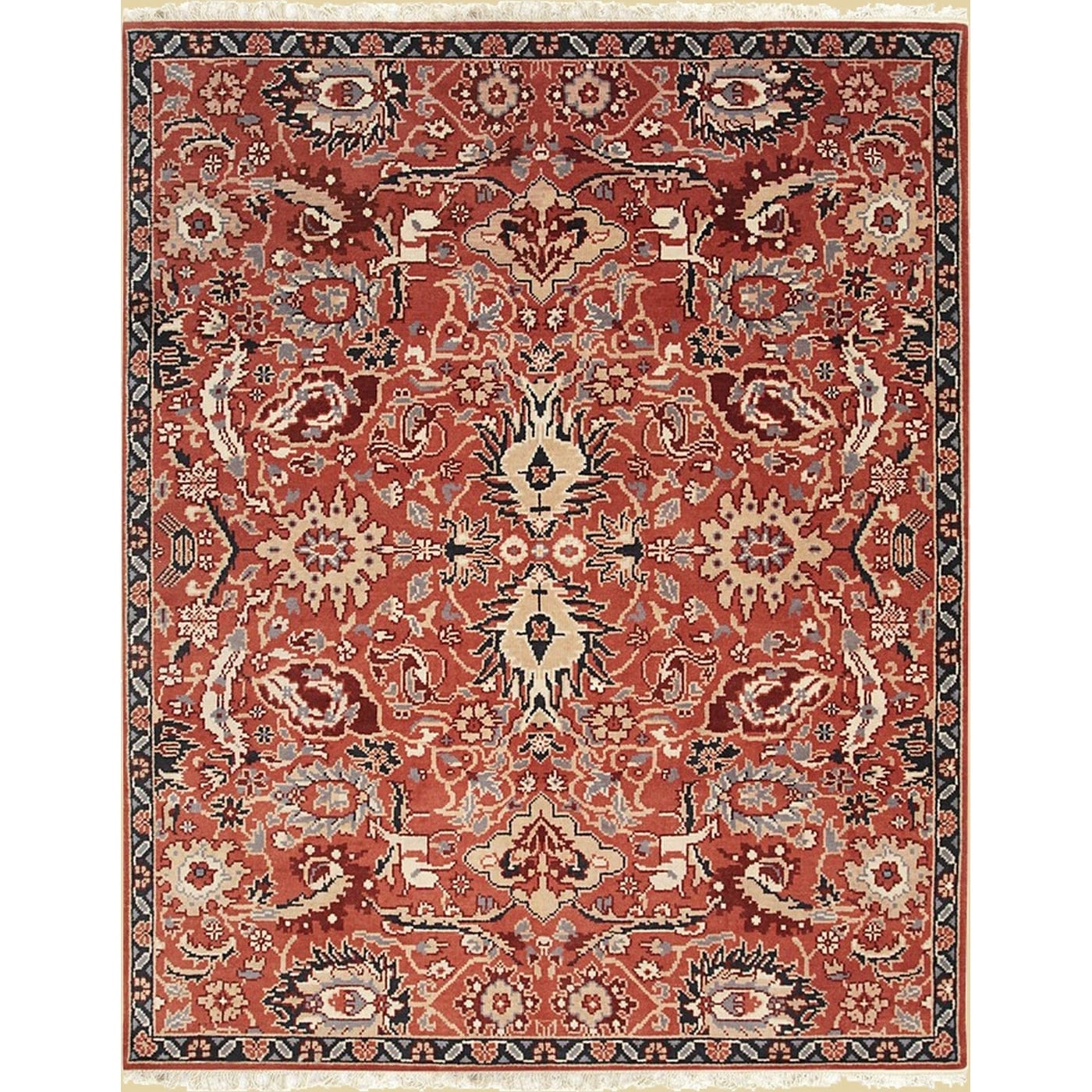 Home Decor EORC Hand-Knotted Wool Oriental Rug Elegant Rust Area Rug for Living Room, Bedroom, Office, & Home Décor Timeless