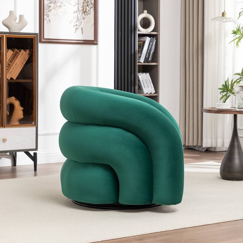 SEYNAR Modern Glam Velvet 360 Degree Swivel Accent Armchair with Tufted Back