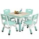 preview thumbnail 5 of 38, Kids Table and 4 Chairs, Height Adjustable Toddler Table and Chair Set Lake Blue