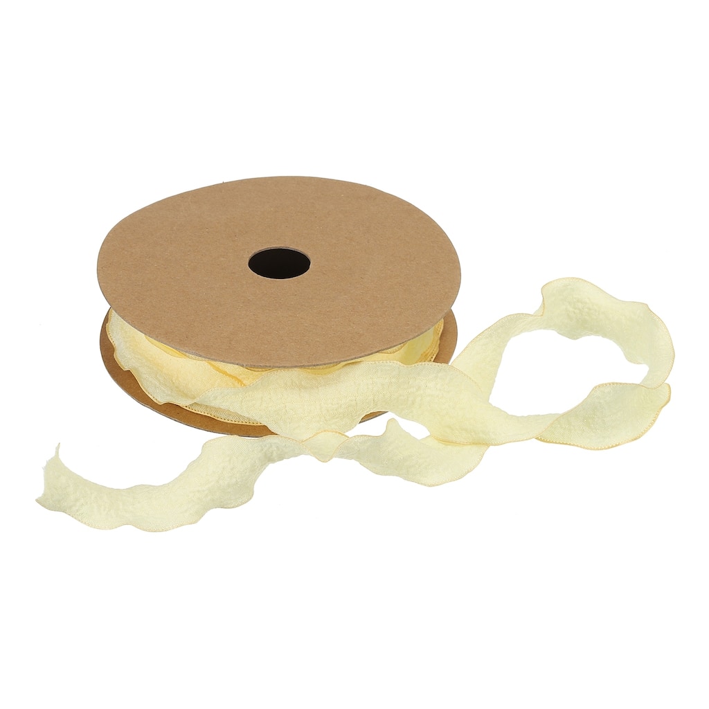 1 Inch 10 Yard Satin Double Ruffle Edge Ribbon Solid Color