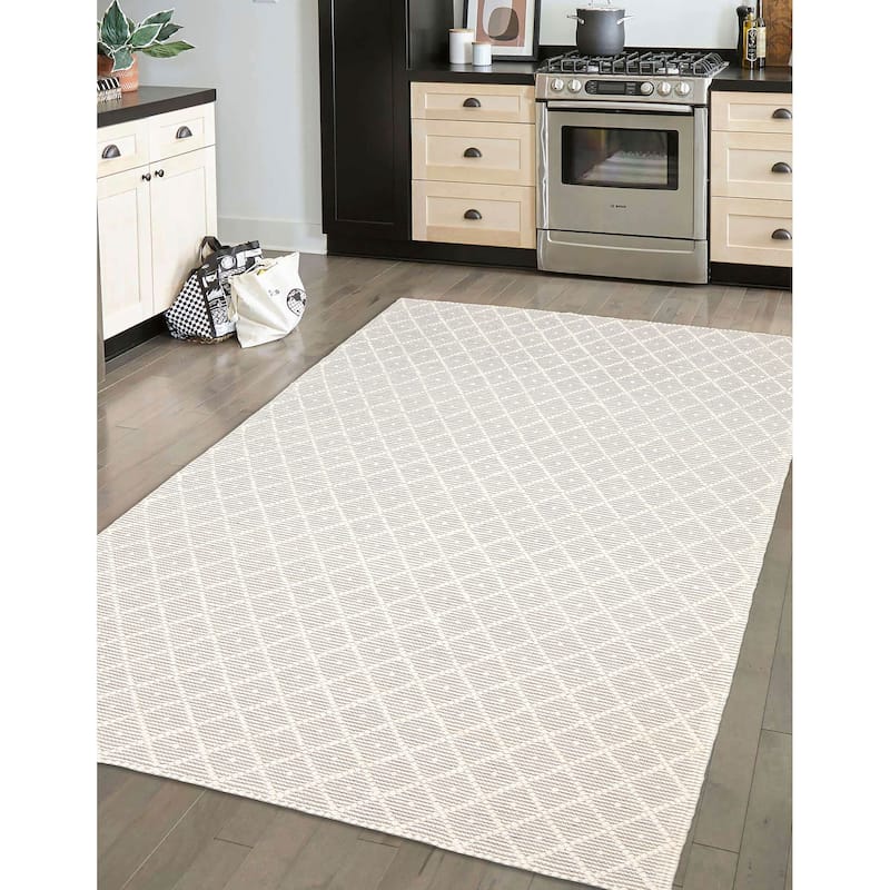 ECARPETGALLERY Braid weave Sienna Cream Wool Rug - 5'0 x 7'11