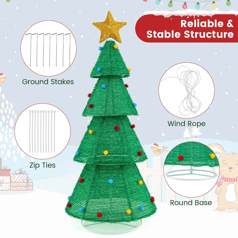 Costway 6.2 FT Collapsible Christmas Tree with 200 Built-in LED - as pic shows - See Details