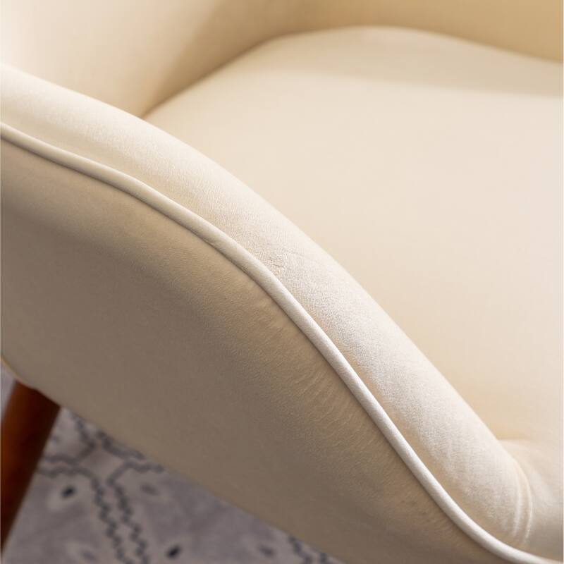 White 30" Polyester Button Tufted Accent Chair