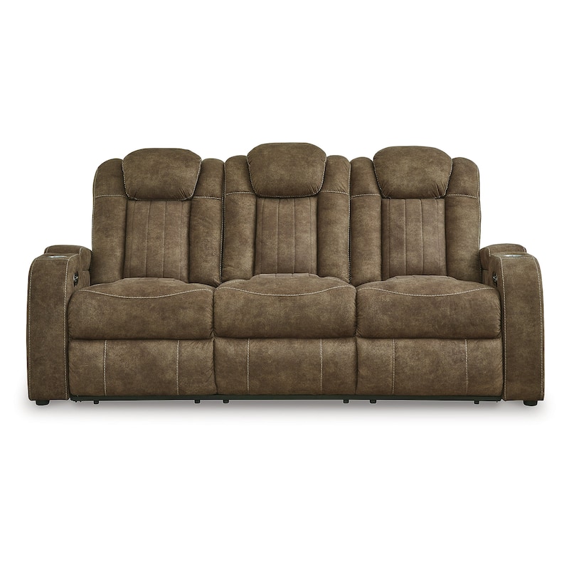 Signature Design by Ashley Wolfridge Brindle Power Reclining Sofa - 86"W x 42"D x 42"H