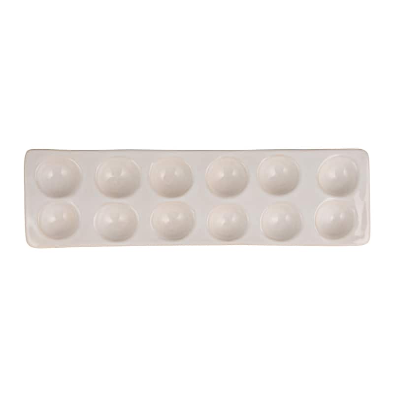 Stoneware Egg Holder - 14.5"L x 4.13"W x 0.5"H