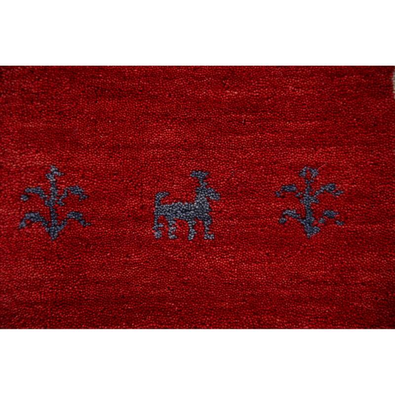 Striped Gabbeh Indian Area Rug Hand-Knotted Wool Carpet - 8'2" x 9'7"
