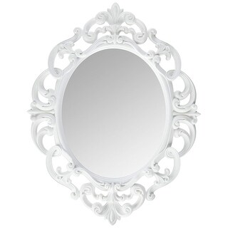 White Oval Vintage Wall Mirror - Multi - Medium
