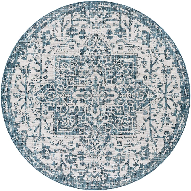 Livabliss Eagean Updated Traditional Medallion Indoor / OutdoorArea Rug