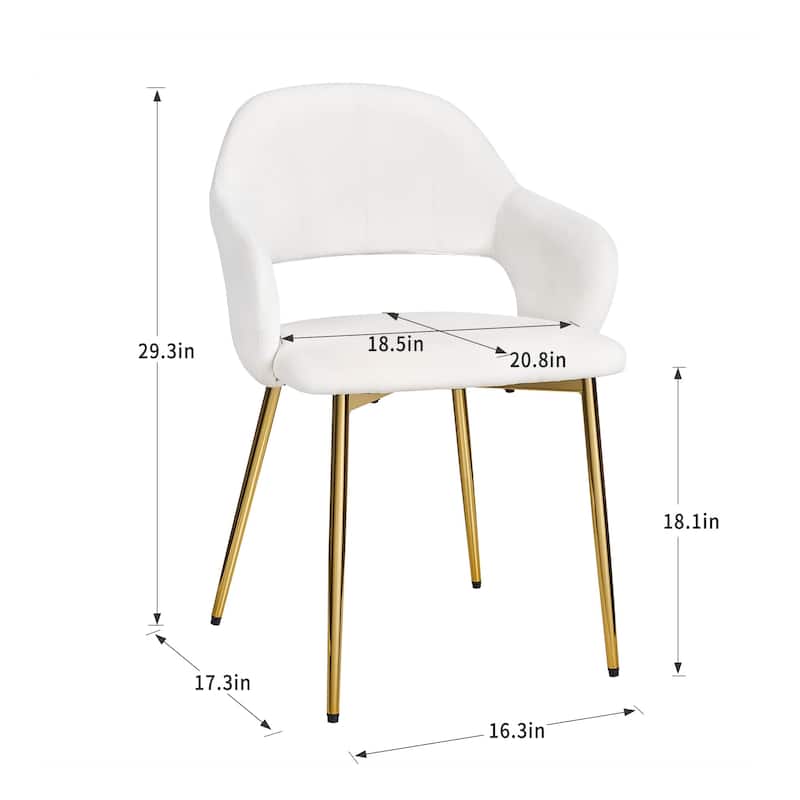 VECELO Modern Upholstered Dining Chairs Set of 2, Velvet Kitchen Chairs for Dining Room