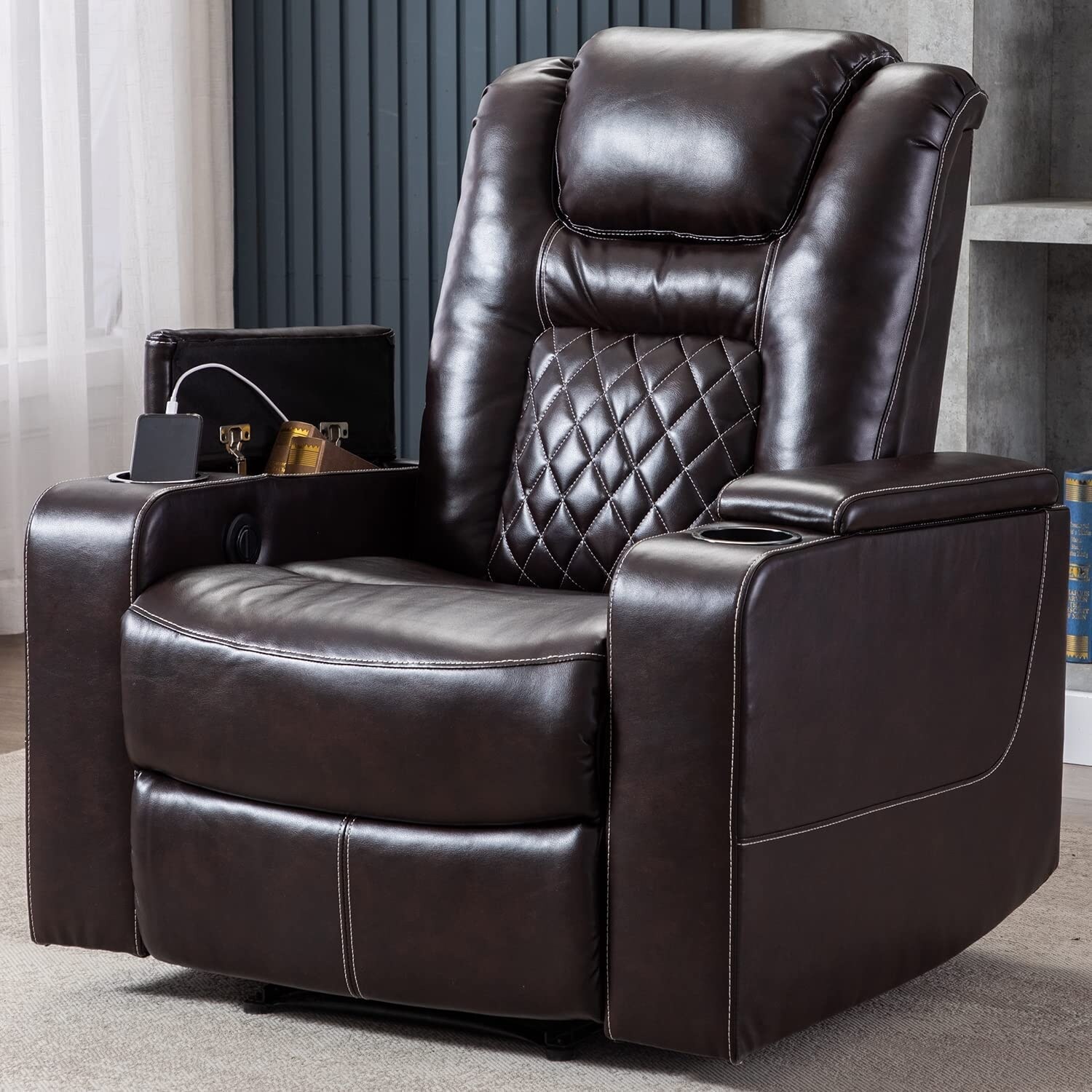 swivel rocker recliner with cup holder