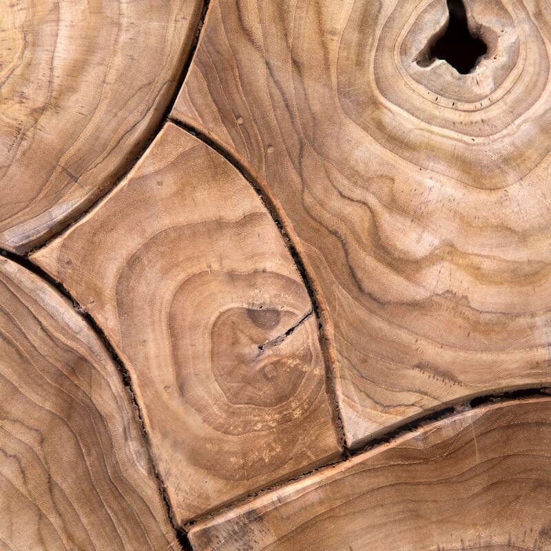 Scarlett Square Root Block Style End Table, Natural Finished Teak